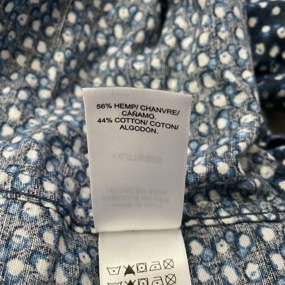 Lucky Brand Men's XXL Blue Dot Hemp Blend Short Sleeve Button-Front Shirt - Picture 7 of 7